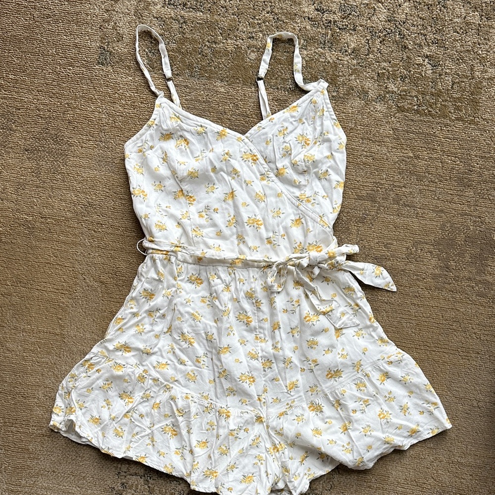 Hollister White and Yellow Floral Romper